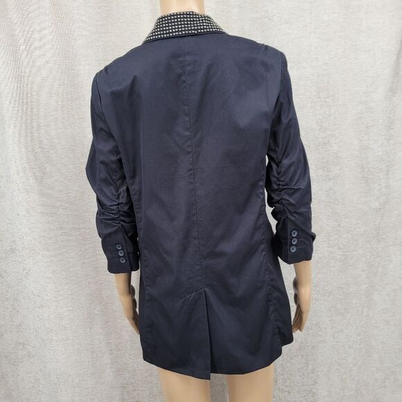 Express Black Cotton Blazer with Studded Lapel - Picture 5 of 8